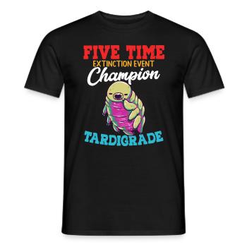 Vijfvoudig kampioen van het uitsterven evenement - Heren T-shirt - zwart - Voor - AI Model Male 178 light (178cm)