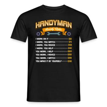 Hourly rates for craftsmen - craftsmen - Men's T-Shirt - black - Front - AI Model Male 178 light (178cm)