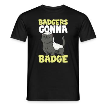 Les blaireaux deviennent des badges - blaireaux à miel - T-shirt homme - noir - Devant - AI Model Male 178 light (178cm)