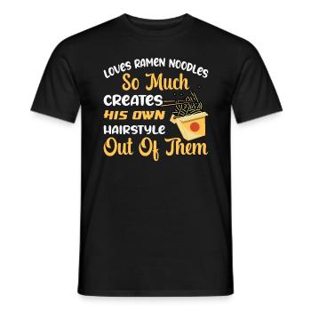 Loves Ramen Noodles So Much - Ramen Noodles - Men's T-Shirt - black - Front - AI Model Male 178 light (178cm)