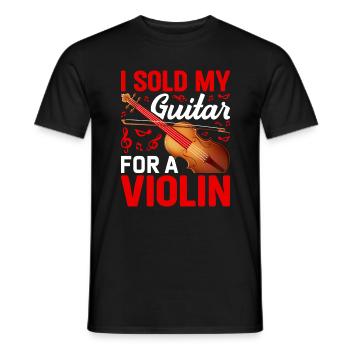 I sold my guitar for a violin - Men's T-Shirt - black - Front - AI Model Male 178 light (178cm)