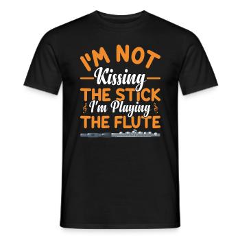 I don't kiss the stick, I play the flute - Men's T-Shirt - black - Front - AI Model Male 178 light (178cm)
