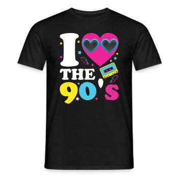 I love the 90's - Retro 90er Jahre Kostüm - Männer T-Shirt - Schwarz - Vorne - AI Model Male 178 light (178cm)