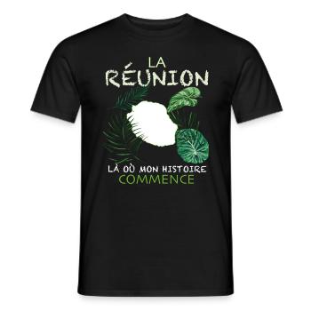 Ile De La Réunion Mon Histoire Cadeau Femme Homme - T-shirt homme - noir - Devant - AI Model Male 178 light (178cm)