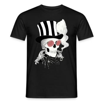 Skull with pink sunglasses - Men's T-Shirt - black - Front - AI Model Male 178 light (178cm)