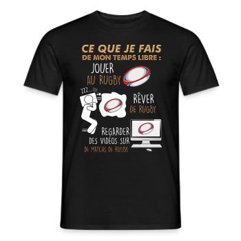 Rugby addiction humour rugby homme - T-shirt homme - noir - Devant - AI Model Male 178 light (178cm)