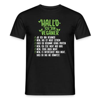 Hallo Ich Bin Veganer - Lustiger Veganer Spruch - Männer T-Shirt - Schwarz - Vorne - AI Model Male 178 light (178cm)