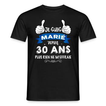 Maraige Depuis 30 Ans Idée Cadeau Epoux - T-shirt homme - noir - Devant - AI Model Male 178 light (178cm)