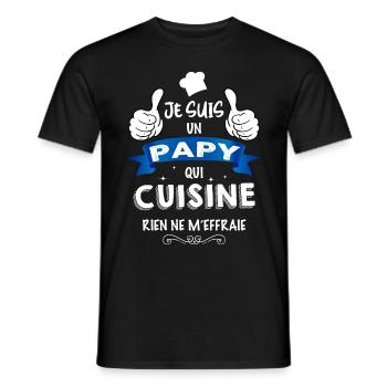 Papy qui cuisine Cadeau Humour Papi Cuisinier - T-shirt homme - noir - Devant - AI Model Male 178 light (178cm)