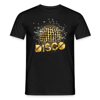 Gold Gitzer disco ball - Men's T-Shirt - black - Front - AI Model Male 178 light (178cm)