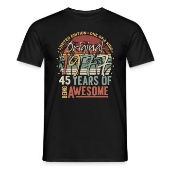 45 birthday 1977 vintage vintage birthday - Men's T-Shirt - black - Front - AI Model Male 178 light (178cm)