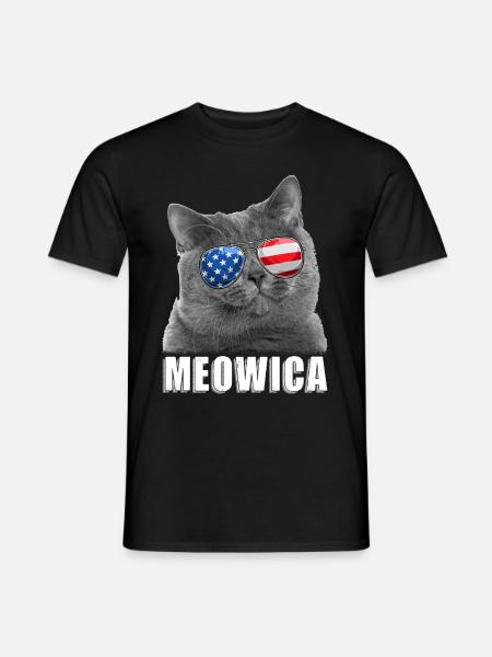 Cat 4th of July USA American Flag - Men's T-Shirt - black