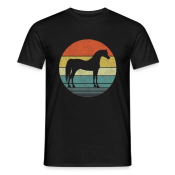 Magnifique cheval arabe rétro coucher de soleil - T-shirt homme - noir - Devant - AI Model Male 178 light (178cm)
