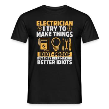 Drôle d’électricien J’essaie de faire des choses pour Electri - T-shirt homme - noir - Devant - AI Model Male 178 light (178cm)
