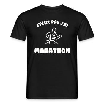 J’peux pas j’ai marathon - T-shirt homme - noir - Devant - AI Model Male 178 light (178cm)