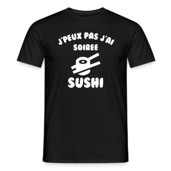 J’peux pas j’ai soirée sushi - T-shirt homme - noir - Devant - AI Model Male 178 light (178cm)