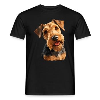 Welsh Terrier - Männer T-Shirt - Schwarz - Vorne - AI Model Male 178 light (178cm)