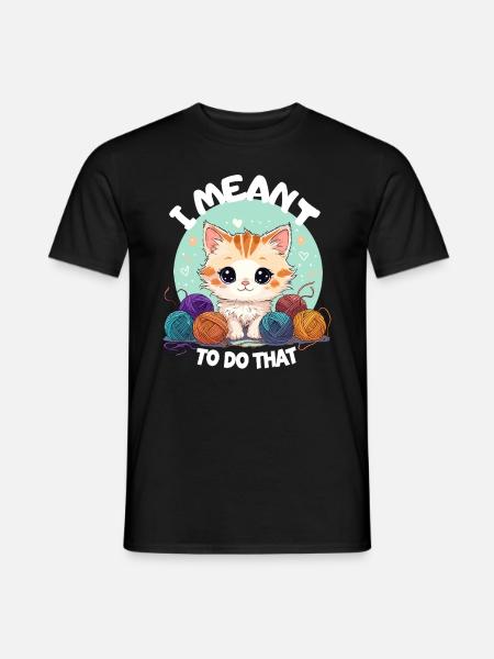 Cat Wool Knitting Crochet Handmade Cute - Men's T-Shirt - black