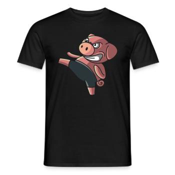 Kampfsport Schwein, geschenk karate kickboxen - Männer T-Shirt - Schwarz - Vorne - AI Model Male 178 light (178cm)