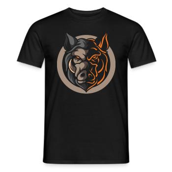 Eber, geschenk schwein sau wildschwein - Men's T-Shirt - black - Front - AI Model Male 178 light (178cm)