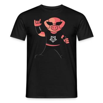 Heavy Metal Pig, rocker français à la fourche - T-shirt homme - noir - Devant - AI Model Male 178 light (178cm)