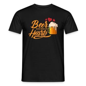 Beer never broke my heart, gift beer drink - Men's T-Shirt - black - Front - AI Model Male 178 light (178cm)