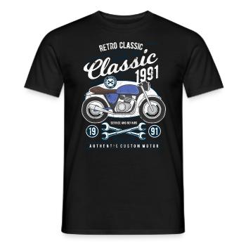 MOTARD MOTO CLASSIQUE RETRO RIDER MOTIFS VINTAGE - T-shirt homme - noir - Devant - AI Model Male 178 light (178cm)