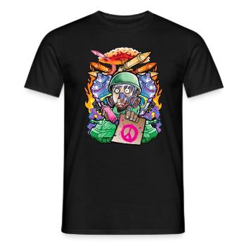Panzer Soldat Atomkrieg Graffiti Frieden auf Erde - Männer T-Shirt - Schwarz - Vorne - AI Model Male 178 light (178cm)