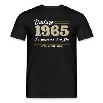 1965 année de naissance et cadeau d'anniversaire d - T-shirt homme - noir - Devant - AI Model Male 178 light (178cm)