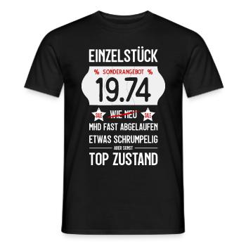 52. GEBURTSTAG 1974 EINZELSTÜCK PREISSCHILD - Männer T-Shirt - Schwarz - Vorne - AI Model Male 178 light (178cm)