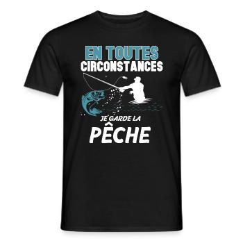 Je garde la peche Idée Cadeau Papa Pêcheur - T-shirt homme - noir - Devant - AI Model Male 178 light (178cm)