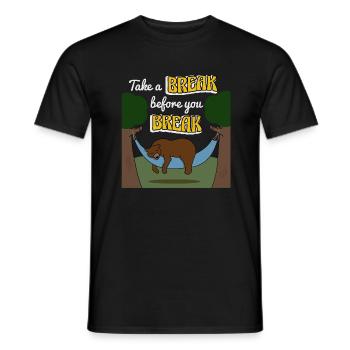 Illustration bear in hammock - Men's T-Shirt - black - Front - AI Model Male 178 light (178cm)