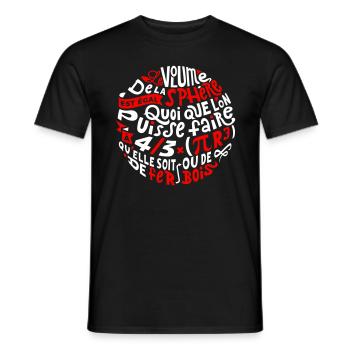 Volume de la sphère - T-shirt homme - noir - Devant - AI Model Male 178 light (178cm)