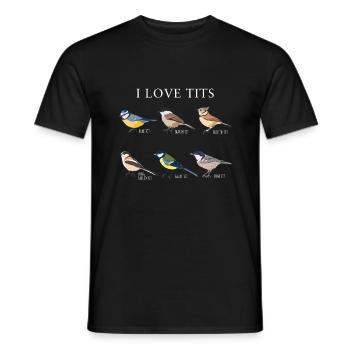 Funny "I love tits" Bird watching Gift - Men's T-Shirt - black - Front - AI Model Male 178 light (178cm)