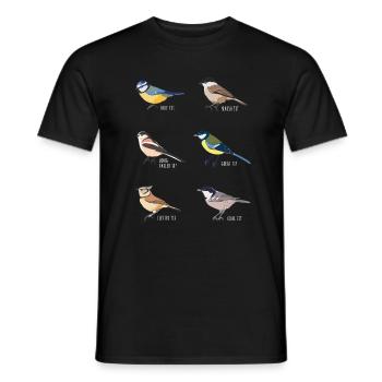 Cadeau d'observation des oiseaux - Mésange bleue, mésange charbonnière - T-shirt homme - noir - Devant - AI Model Male 178 light (178cm)