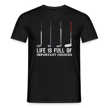 Le cadeau de golf des choix importants de la vie - T-shirt homme - noir - Devant - AI Model Male 178 light (178cm)