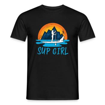 Paddleboarding Sup Girl Dog Retro Geschenk - Männer T-Shirt - Schwarz - Vorne - AI Model Male 178 light (178cm)