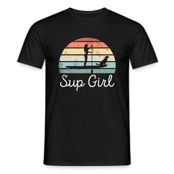 Cadeau canin pour chien Sup Girl Paddleboarding - T-shirt homme - noir - Devant - AI Model Male 178 light (178cm)