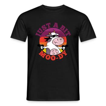 Just a Bit Moo-Dy Funny Cow Farming Gift - T-shirt homme - noir - Devant - AI Model Male 178 light (178cm)