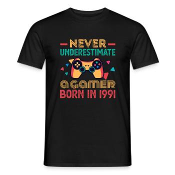 Gamer Né en 1991 Birthday Gaming Gift Retro - T-shirt homme - noir - Devant - AI Model Male 178 light (178cm)