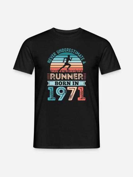 Runner born in 1971 50th Birthday Gift Running Dad - Men's T-Shirt - black