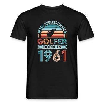 Golfer born 1961 Golfing 60th Birthday Gift Dad - Men's T-Shirt - black - Front - AI Model Male 178 light (178cm)