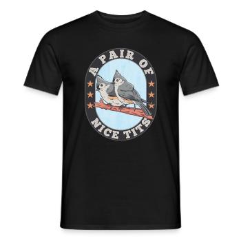 Tufted Titmouse Pair of Nice Tits Bird Gift Funny - Men's T-Shirt - black - Front - AI Model Male 178 light (178cm)