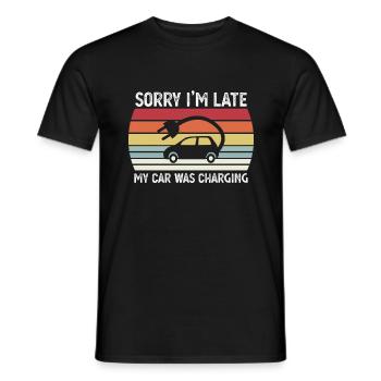 Mein Auto wurde aufgeladen Funny Electric Vehicle EV Gift - Männer T-Shirt - Schwarz - Vorne - AI Model Male 178 light (178cm)