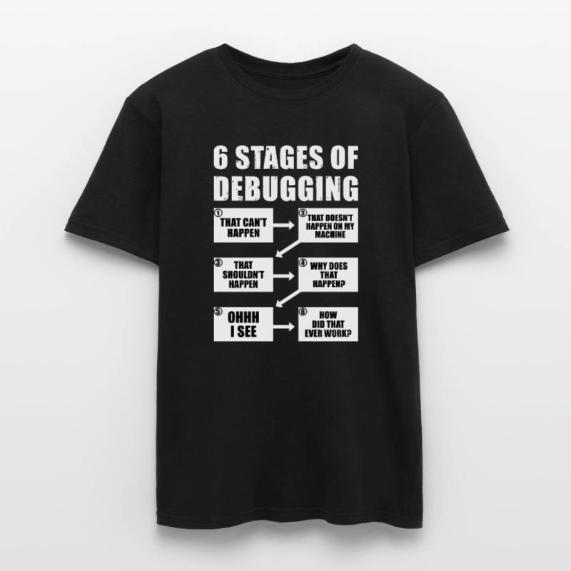 6 Stufen des Debug-Programmierer-Geschenks Männer T-Shirt
