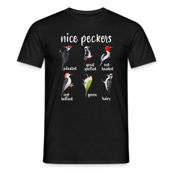 Funny Woodpecker bird Christmas Gift Nice Pecker - Men's T-Shirt - black - Front - AI Model Male 178 light (178cm)