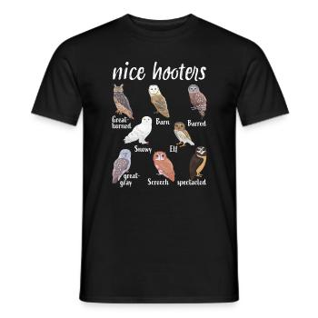 Nice Hooters Owl Bird Lover Pun Gift - Men's T-Shirt - black - Front - AI Model Male 178 light (178cm)