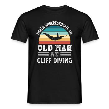 Old Man at Cliff Diving Fête des Pères Drôle Cadeau - T-shirt homme - noir - Devant - AI Model Male 178 light (178cm)