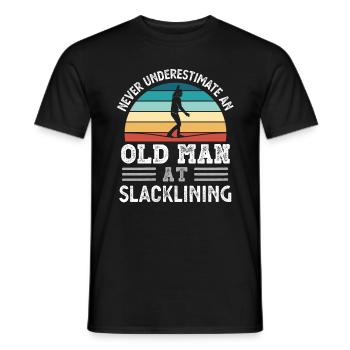 Old Man at Slacklining Fathers Day Funny Gift - Men's T-Shirt - black - Front - AI Model Male 178 light (178cm)