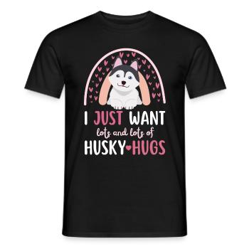 Sweet Husky Lover Kawaii - Men's T-Shirt - black - Front - AI Model Male 178 light (178cm)